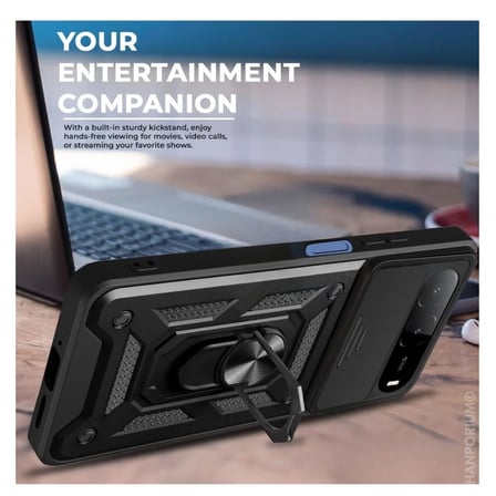Tecno Spark Go 5G Uyumlu Tank Kılıf Yüzüklü Standlı Extra Koruma Zırhlı Outdoor Kapak Lacivert