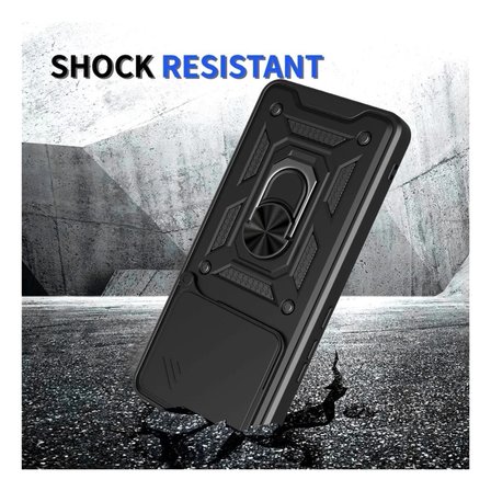 Vivo V60 Uyumlu Tank Kılıf - Yüzüklü Standlı Extra Darbe Koruma Zırhlı Outdoor Kapak - Siyah