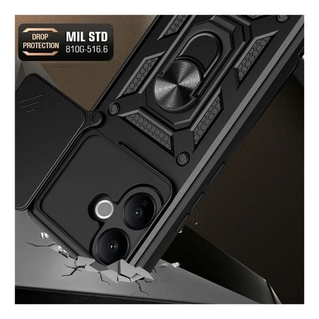 Vivo V60 Lite Uyumlu Tank Kılıf Yüzük Standlı Extra Darbe Koruma Zırhlı Outdoor Kapak Lacivert