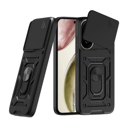 Vivo X200 FE Uyumlu Tank Kılıf - Yüzüklü Standlı Extra Darbe Koruma Zırhlı Outdoor Kapak - Siyah