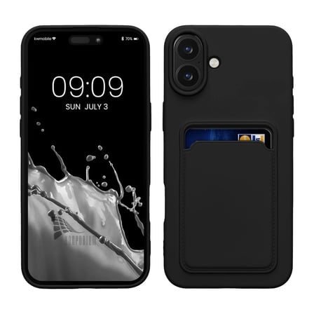 iPhone 16 Uyumlu Kartlıklı Silikon Kılıf Kamera Korumalı Pastel Renk Esnek Kapak - Mor