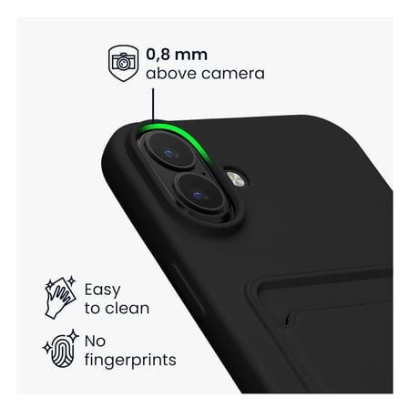iPhone 16 Uyumlu Kartlıklı Silikon Kılıf Kamera Korumalı Pastel Renk Esnek Kapak - Yeşil