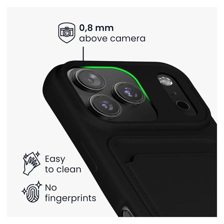 iPhone 17 Pro Max Uyumlu Kartlıklı Silikon Kılıf Kamera Korumalı Esnek Kapak - Lacivert