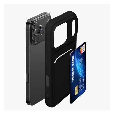 iPhone 17 Pro Uyumlu Kartlıklı Silikon Kılıf Kamera Korumalı Esnek Pastel Kapak-Kırmızı