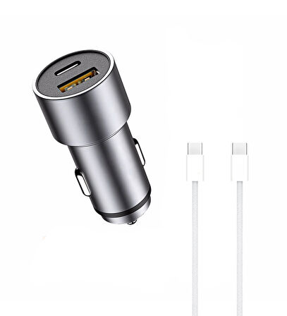 Lightning 40W Araç Çakmaklık  Lightning to Type-C PD kablo Şarj aleti