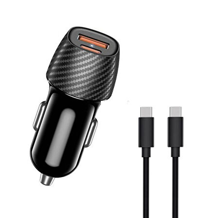Lightning 40W Araç Çakmaklık  Lightning to Type-C PD kablo Şarj aleti