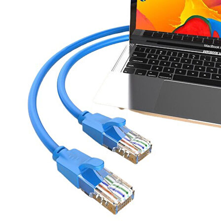CAT6 1000Mbps Ethernet İnternet Veri RJ45 Kablosu 1.5 Metre Mavi Kablo