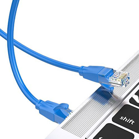 CAT6 1000Mbps Ethernet İnternet Veri RJ45 Kablosu 1.5 Metre Mavi Kablo
