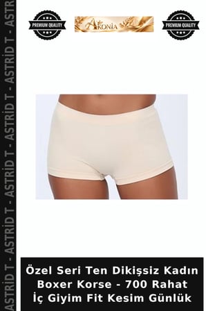 Özel Seri Ten Dikişsiz Kadın Boxer Korse - 700 Rahat İç Giyim Fit Kesim Günlük
