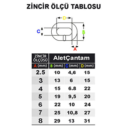 Aletçantam Galvaniz Kaplı Zincir 3 MM x 1 M