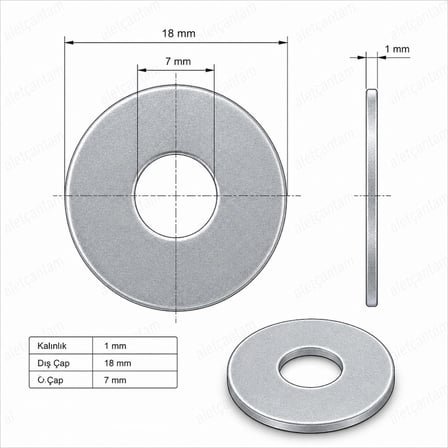 Demir Pul Galvanizli 1/4 (7 MM X 18 MM X 1MM) 100'Lü Paket