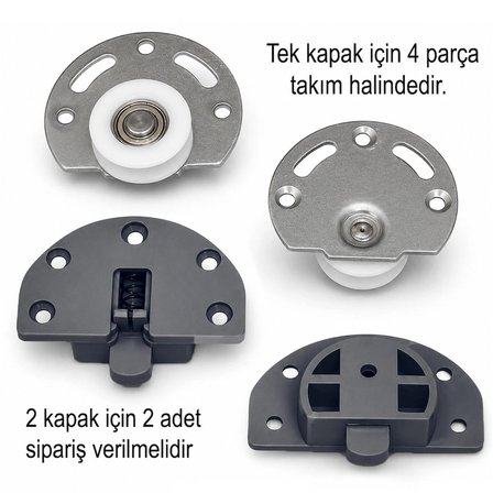 Aletçantam Sürgülü Kapak Tekeri Gardrop Dolap Tekerleği 1 Kapak Set