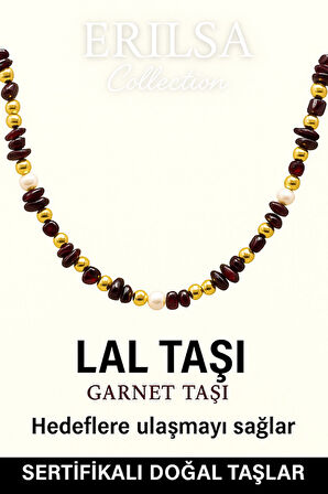 Sertifikalı Kırık Taşlı Model İnci - Lal Garnet Granat Taşı Kolye