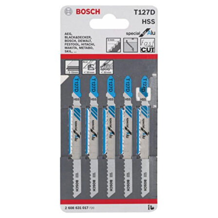 Bosch  - Aluminyum İçin T 127 D Dekupaj Testeresi Bıçağı - 5'Li Paket