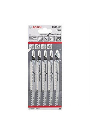 Bosch  - Ahşap Ve Metal İçin T 345 Xf Dekupaj Testeresi Bıçağı - 5'Li Paket