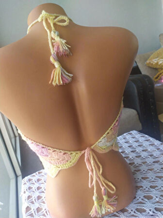 Renkli Halter Yaka Crop Top