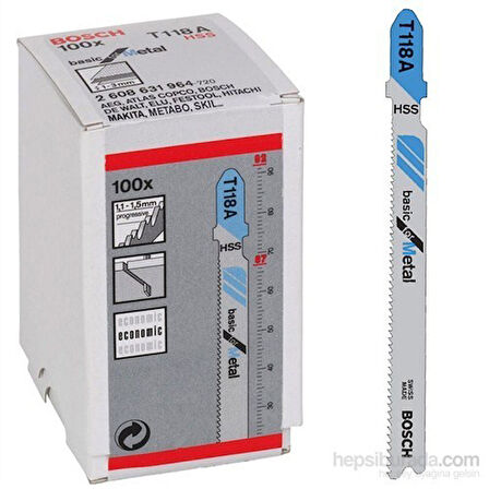 Bosch Ekonomik Seri Metal İçin T 118 A Dekupaj Testeresi Bıçağı - 100 Adet