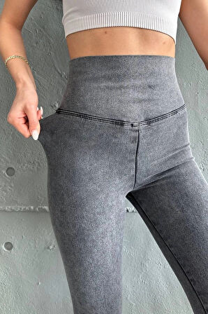 Antrasit Ekstra Yüksek Bel Kot Tayt Pantolon Jeggings