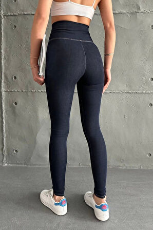 DarkBlue Ekstra Yüksek Bel Kot Tayt Pantolon Jeggings