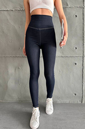 DarkBlue Ekstra Yüksek Bel Kot Tayt Pantolon Jeggings