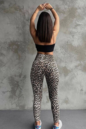 Leopar Ekstra Yüksek Bel Kot Tayt Pantolon Jeggings