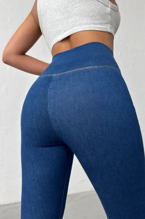 Navy Blue Ekstra Yüksek Bel Kot Tayt Pantolon Jeggings