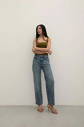 Premium Tint Blue Mom Fit Jeans