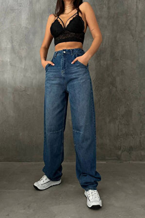 Premium Yıkamalı Kemerli Baggy Jeans