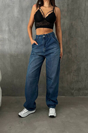 Premium Yıkamalı Kemerli Baggy Jeans