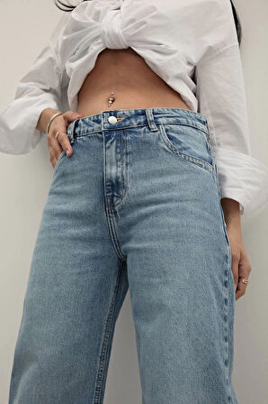 Premium Yıkamalı Wide Leg Jeans