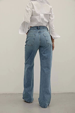Premium Yıkamalı Wide Leg Jeans