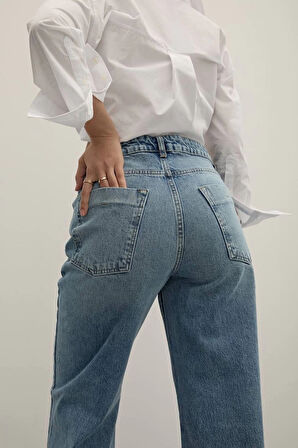 Premium Yıkamalı Wide Leg Jeans