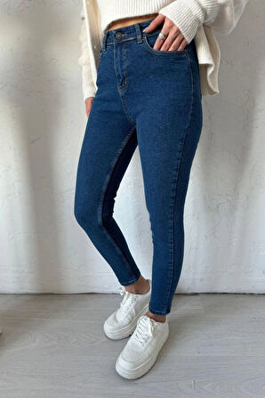 Mavi Yüksek Bel Pantolon Skinny Jeans