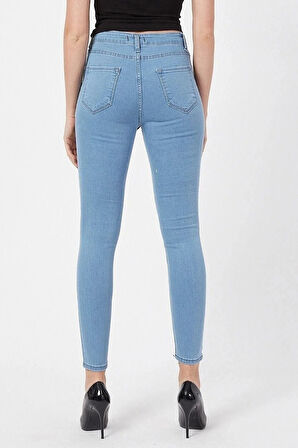 Toz Mavi Yüksek Bel Pantolon Skinny Jeans