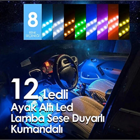 Araç İçi Müziğe ve Sese Duyarlı RGB LED Işık 