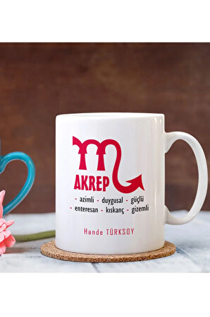 Kişiye Özel| Kişiselleştirilebilir Akrep Burcu Hediye Kupa Bardak