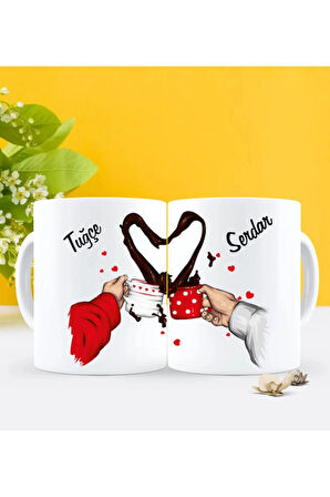 Sevgililer Gününe Özel| Kişiselleştirilebilir 14 Şubat Hediye Çift Kupa Bardak Seti