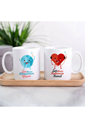 Sevgililer Gününe Özel| Kişiselleştirilebilir 14 Şubat Hediye Çift Kupa Bardak Seti