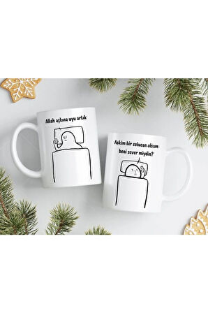 Sevgililer Gününe Özel| Kişiselleştirilebilir 14 Şubat Hediye Çift Kupa Bardak Seti