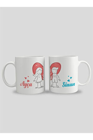 Sevgililer Gününe Özel| Kişiselleştirilebilir 14 Şubat Hediye Çift Kupa Bardak Seti