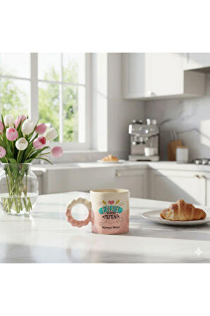 Kişiye Özel Baskılı Flowly Kişiselleştirilebilen Pembe Kupa Bardak