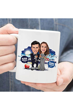 Sevgileye-Arkadaşa Özel Hediyelik|Kişiselleştirilebilir Karikatür Hediye Kupa Bardak
