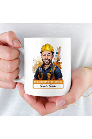 Mesleklere Özel Hediyelik|Kişiselleştirilebilir Vinç Operatör Hediye Kupa Bardak