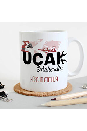 Mesleklere Özel Hediyelik|Kişiselleştirilebilir Uçak Mühendisi Hediye Kupa Bardak