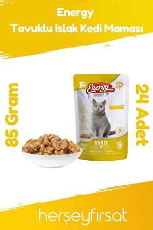ENERGY Tavuklu Islak Kedi Maması 85 Gram-24 Adet
