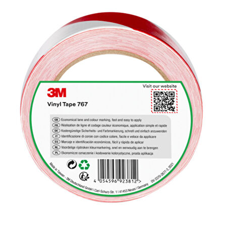 3M 767I Kırmızı-Beyaz Genel Amaçlı Uyarı ve İşaretleme Bandı 50 mm x 33mt