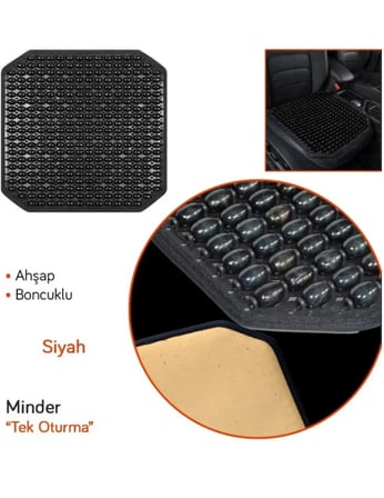 Oturma Minderi Kaydırmaz Ahşap Boncuklu Siyah 733.BL