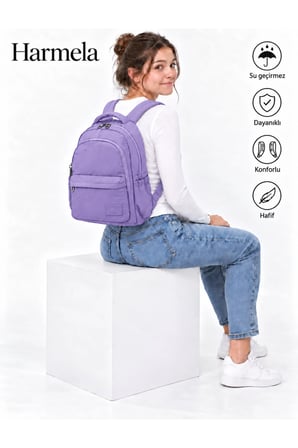 2200 Okul Sırt Çntası Suya Dayanıklı Unisex Günlü & Okul Çantası Lila