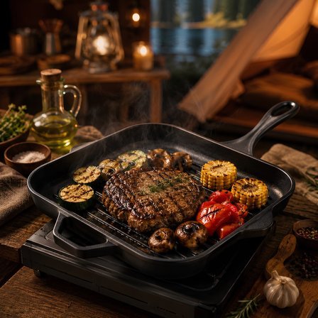 Hosse HS-230388 Yardımcı Kulplu Kare Grill Tava