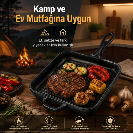 Hosse HS-230388 Yardımcı Kulplu Kare Grill Tava
